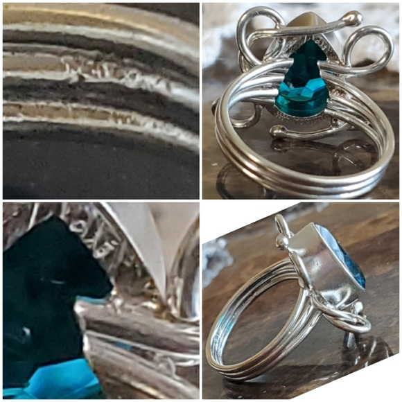Genuine 4ct Teal Apatite Ring Size 9 - Picture 6 of 7